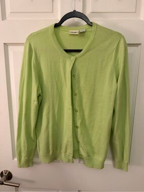 Cherokee Light Green Button-Up Cardigan